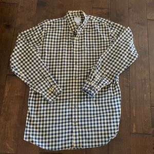 Men’s LL Bean Blue/Yellow Check Button-down collar shirt.